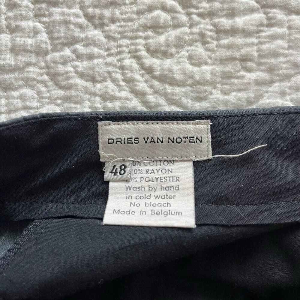 Dries Van Noten Dress Pants Mid Rise Straight Black Pinstripe Womens Size 48 - Picture 7 of 8